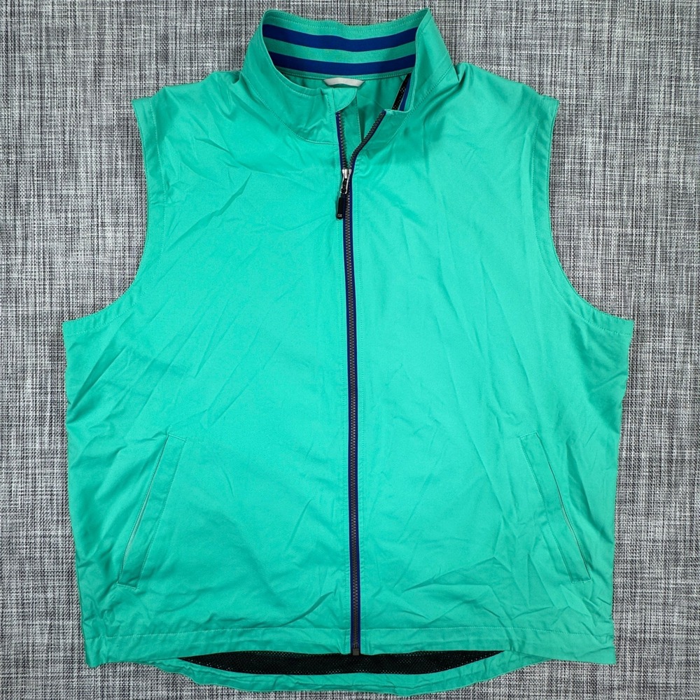 Cutter & Buck Mens Vest WeatherTec Golf Full Zip Windbreaker Green Size XL Retro